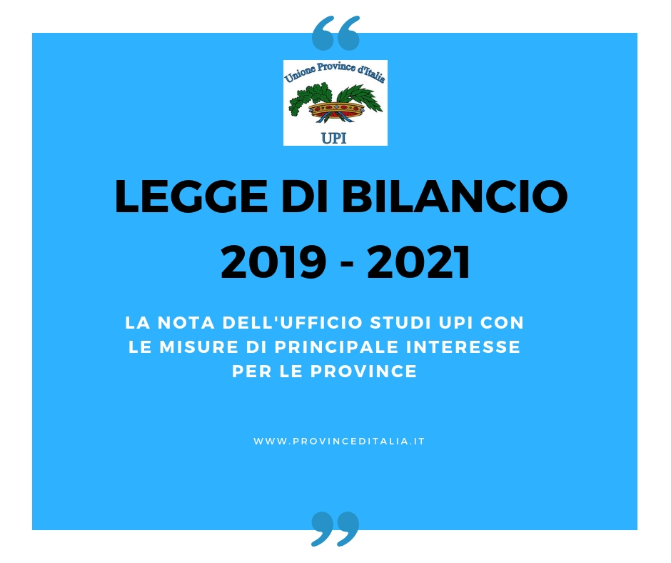 copertina legge bilancio 2019 2021